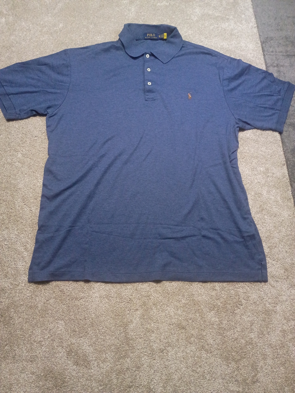 Polo by Ralph Lauren Men Navy Blue Brown Horse Short Sleeve Size XLT